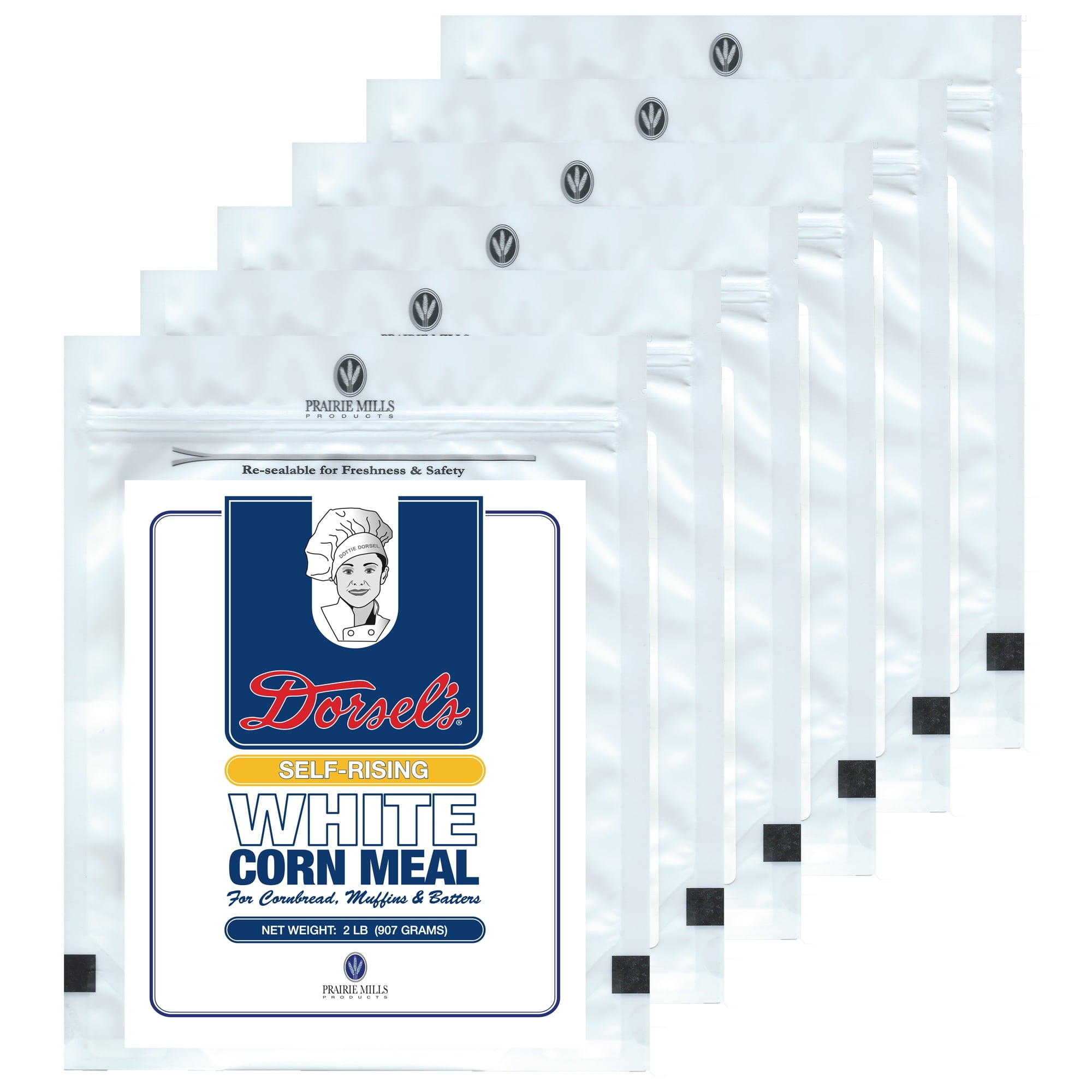 Dorsel's White Self-Rising Corn Meal 2lb Resealable Bag-6ct